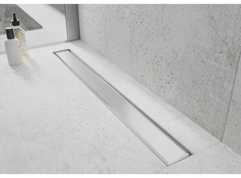 Mexen Flat nerezový sprchový žľab 70 cm vzor biele sklo, 1027070-15