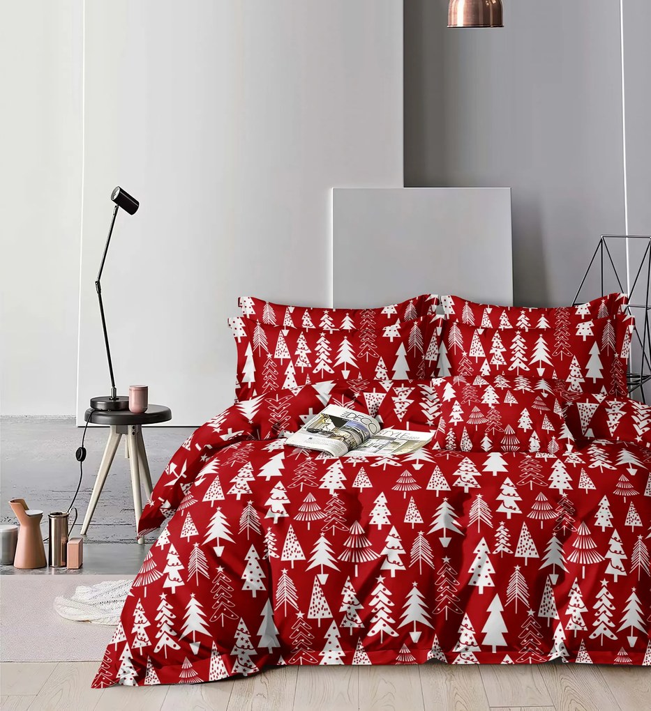 Obliečky z mikrovlákna CHRISTMAS TREES červené Rozmer obliečky: 70 x 90 cm | 140 x 220 cm