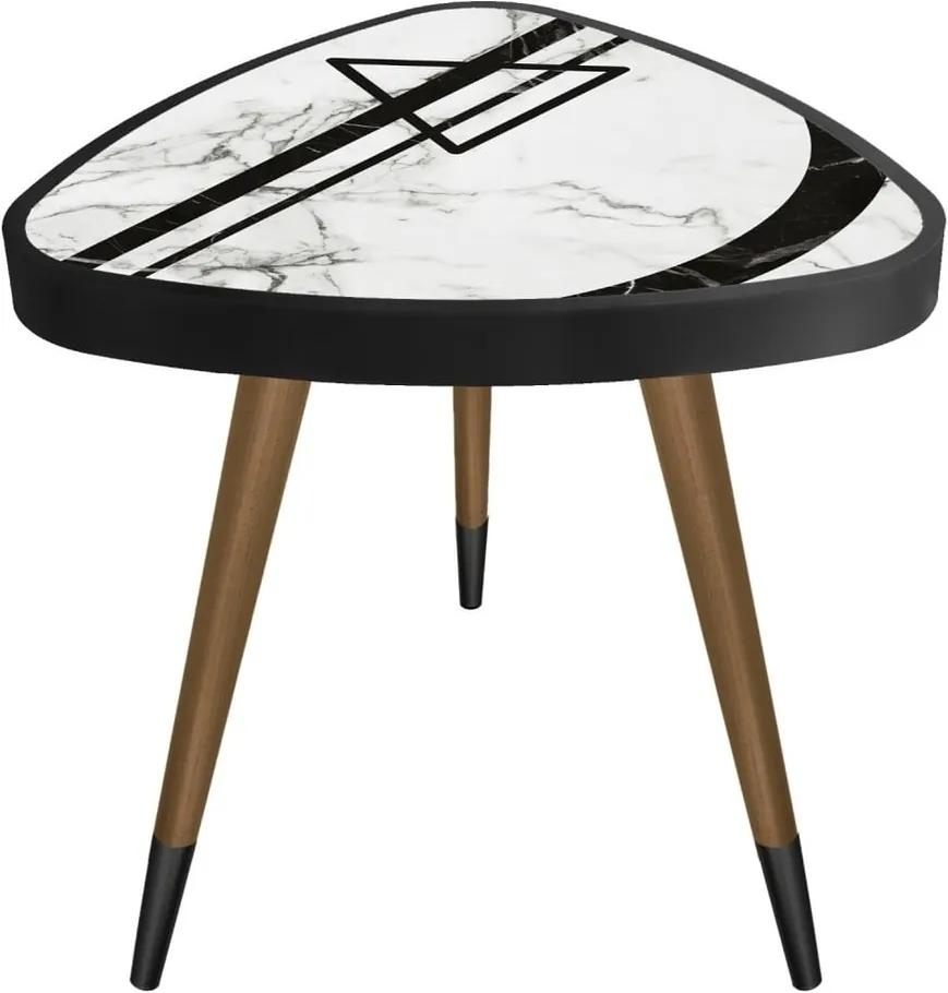 Príručný stolík Maresso Triangle Marble Black And White, 45 × 45 cm