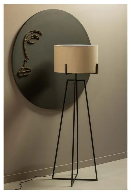 Béžová stojacia lampa s textilným tienidlom (výška 160 cm) Holly – WOOOD
