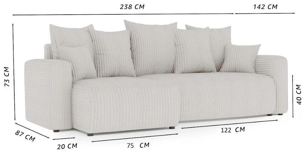 Rohová sedačka Denia (P) (čokoládová). Akcia -20%. Vlastná spoľahlivá doprava až k Vám domov. 1133116