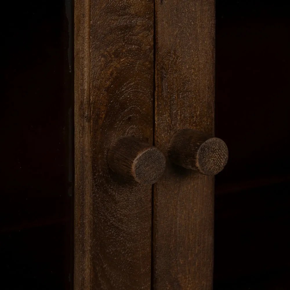 Hnedá vitrína z mangového dreva 180x87x35 cm Ravi – Ixia