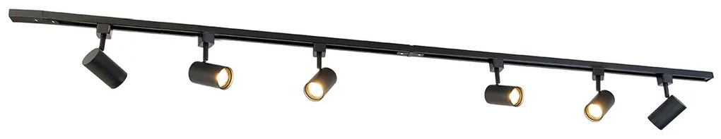 Moderný koľajnicový systém so 6 čiernymi reflektormi 1-fázový 194 cm - Iconic Jeana