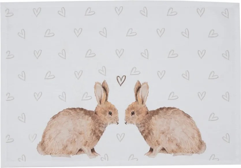 6ks bavlnené prestieranie s motívom králikov a srdiečok Bunnies in Love - 48*33cm