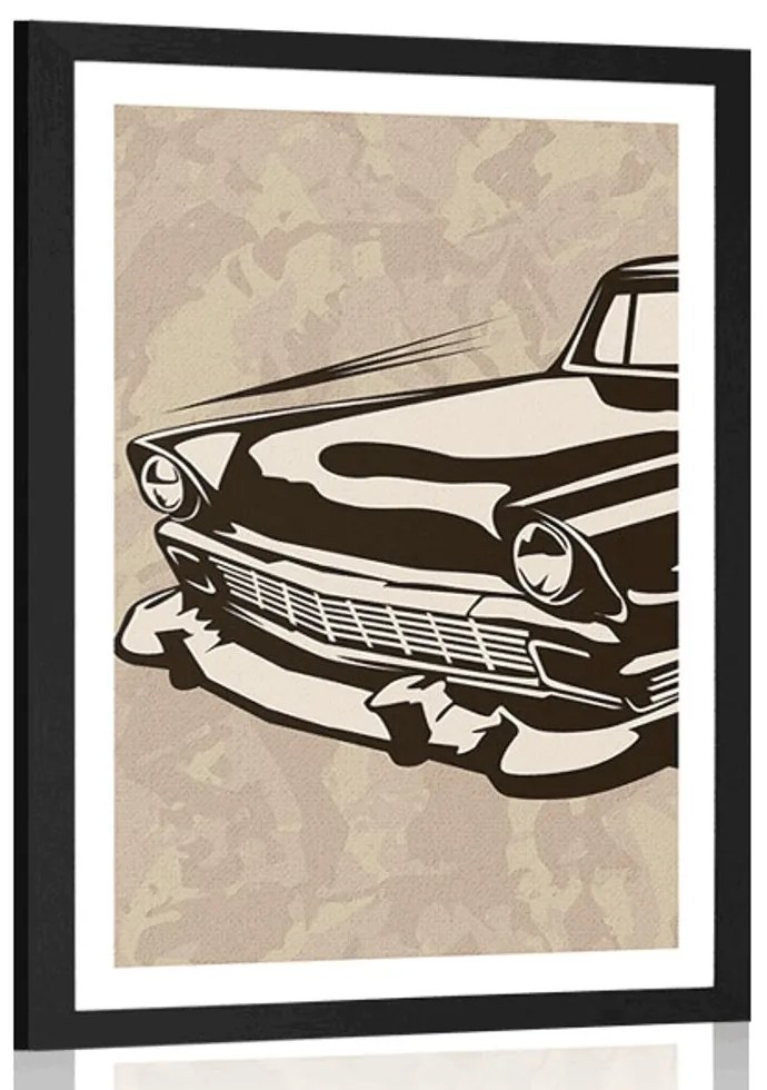 Plagát s paspartou retro veterán - 60x90 silver