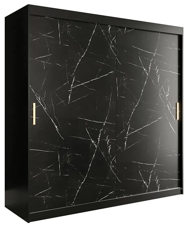 Skriňa Marmur T 200 čierna/mramor čierna