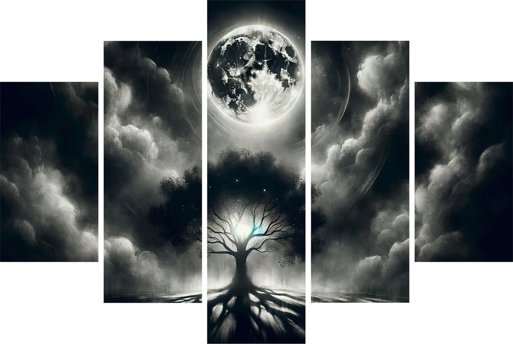 Obraz – Čiernobiely strom v splne (150x105 cm)