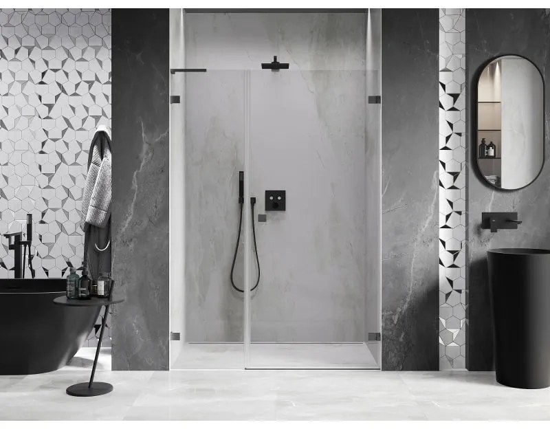 Mexen Lunar-B, L Otočné pravé sprchové dvere 140 cm, 8mm číre sklo, grafitový profil, 832SL-140-050-95-00-P