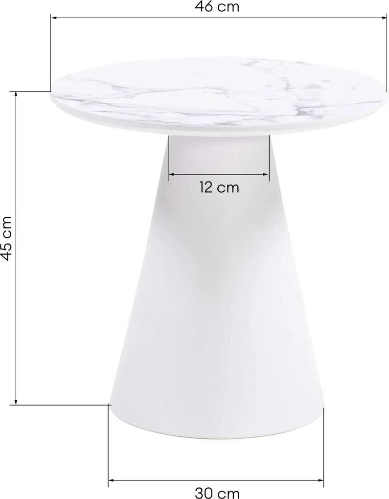 Konferenčný stolík Margos 46 cm biely/mramor I