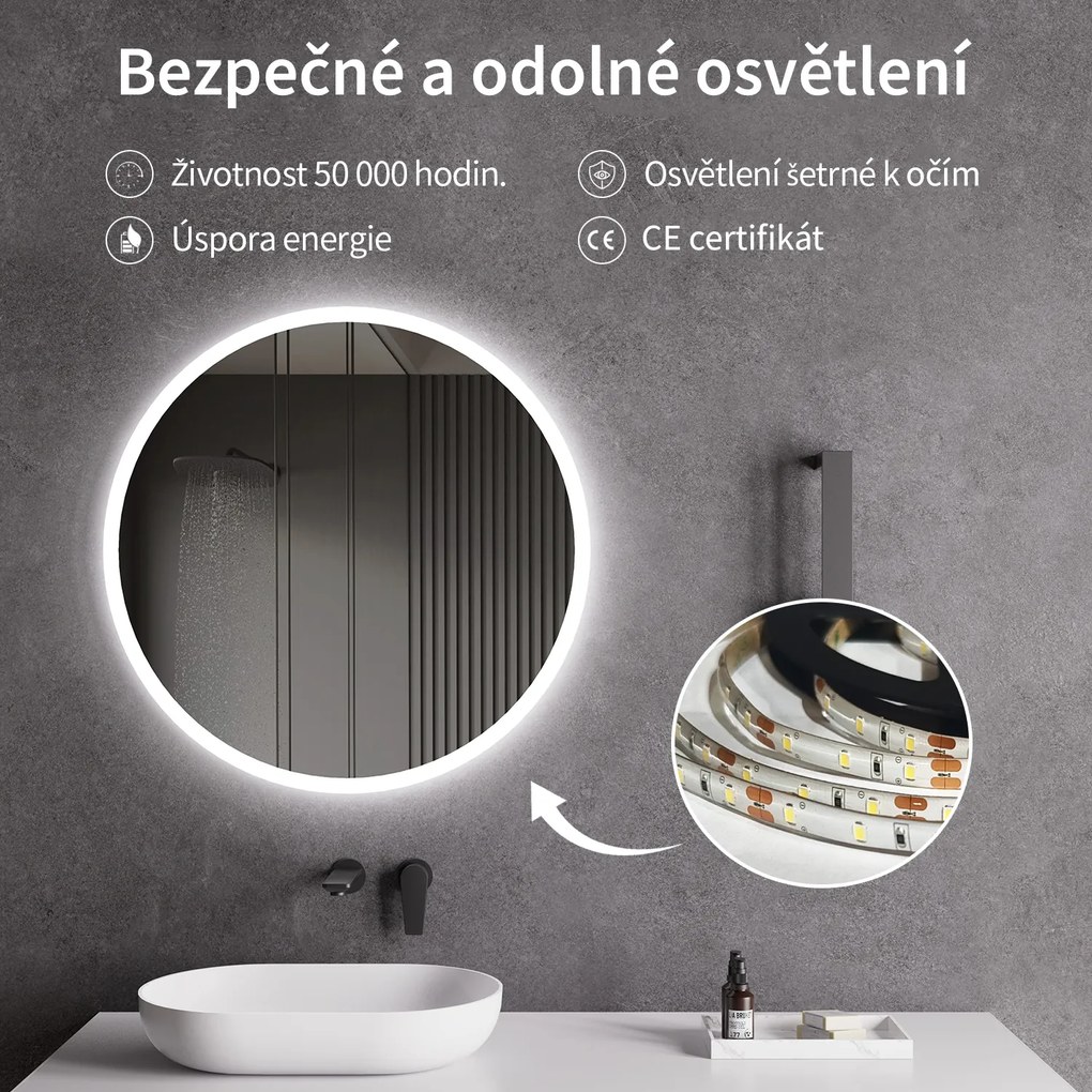 Cerano Lavoro, LED kúpeľňové zrkadlo Ø60 cm, CER-CER-476696