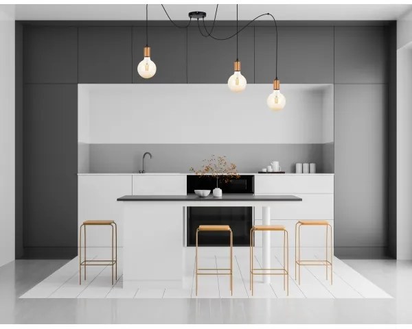 Luster na lanku MIROS 3xE27/60W/230V pavúk čierna/medená