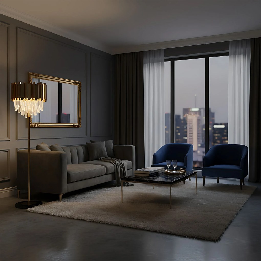 Toolight Toolight, voľne stojace svietidlo 3xE14, APP1717-3F, zlatá, OSW-04339