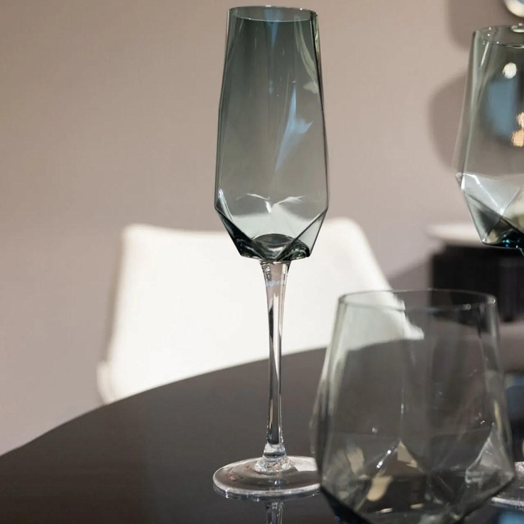 KARE DESIGN Pohár na šampanské Diamond Smoke 27,5 × 7,5 × 7,5 cm