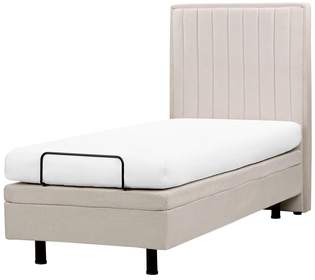Polohovateľná čalúnená posteľ 80 x 200 cm béžová DUKE II Beliani