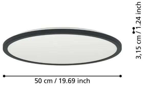 Eglo 901455-LED St. kúpeľ. svietidlo ROVITO-R 16,8W/230V pr.50cm IP44 čierna + DO