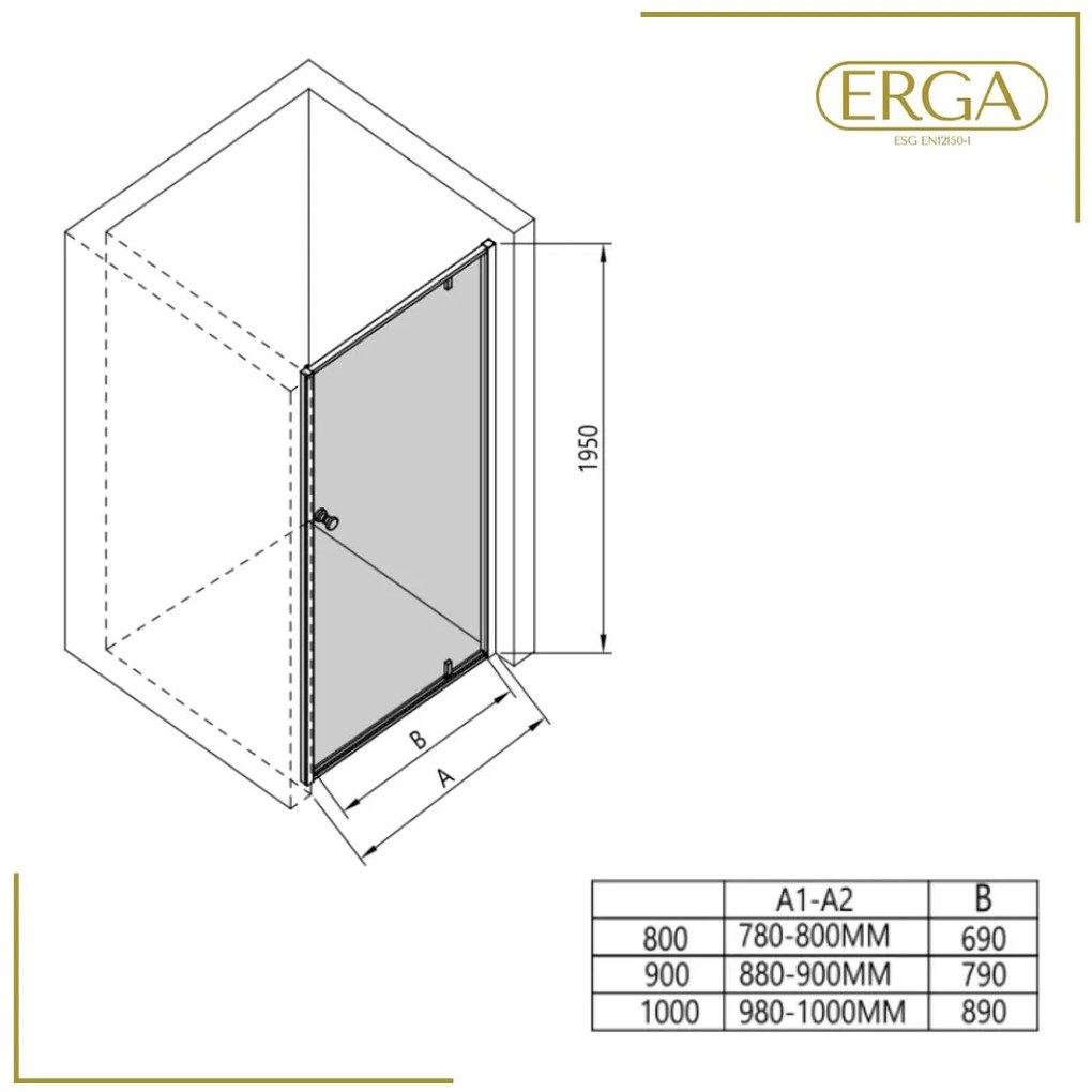 Erga Sydney, 1-krídlové výklopné sprchové dvere do otvoru 80x195 cm, 6mm číre sklo, chrómový profil, ERG-V02-SYDNEY-D080-CR