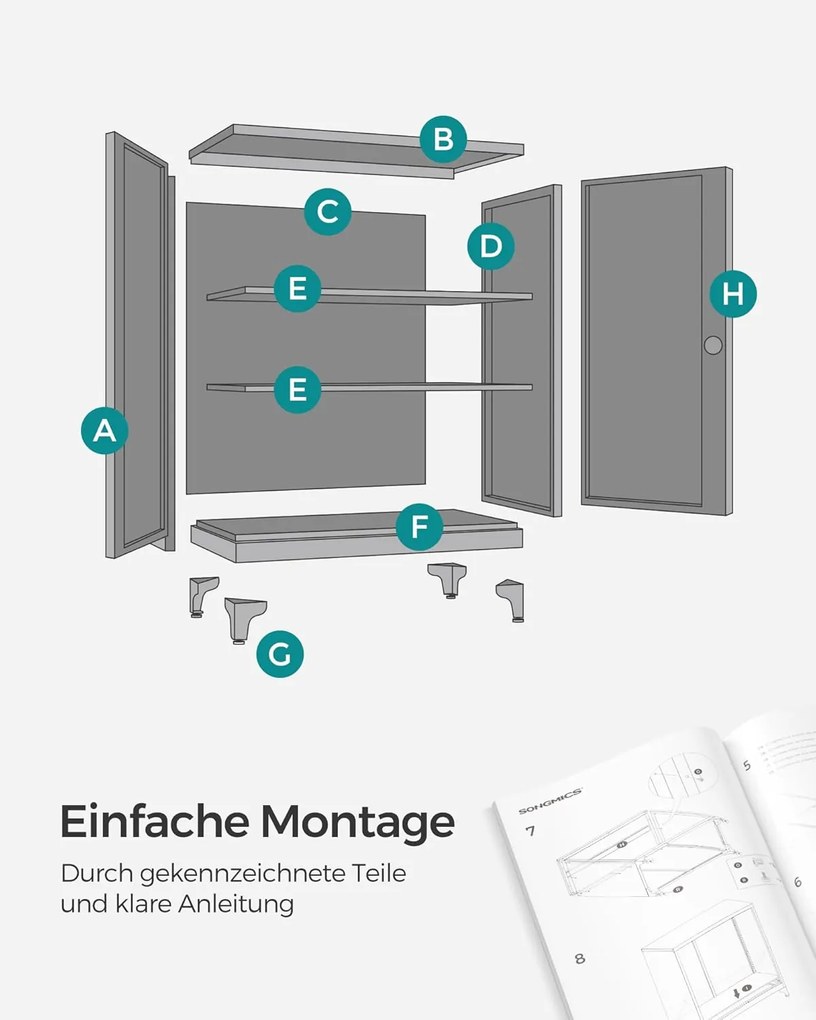 Kartotéka, uzamykateľná multifunkčná úložná skrinka, matná sivá