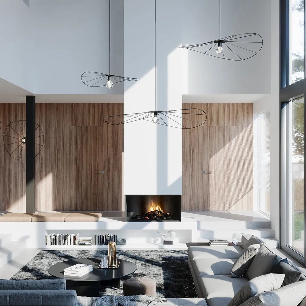 Čierne závesné svietidlo ø 70 cm Elliot – Sollux