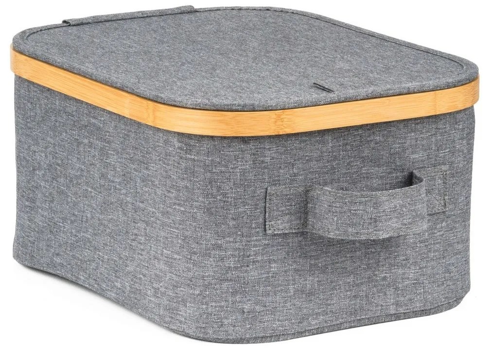 Úložný box G21 24 x 30 x 15 cm, bambusový s vekom, sivý