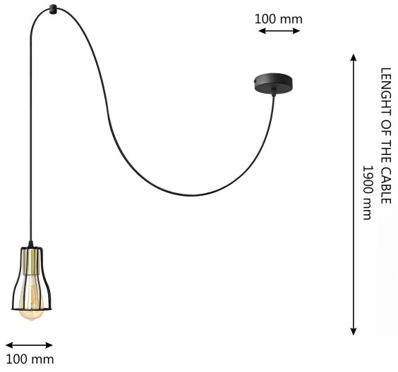 Luster na lanku TUBE 1xE27/15W/230V čierna/zlatá