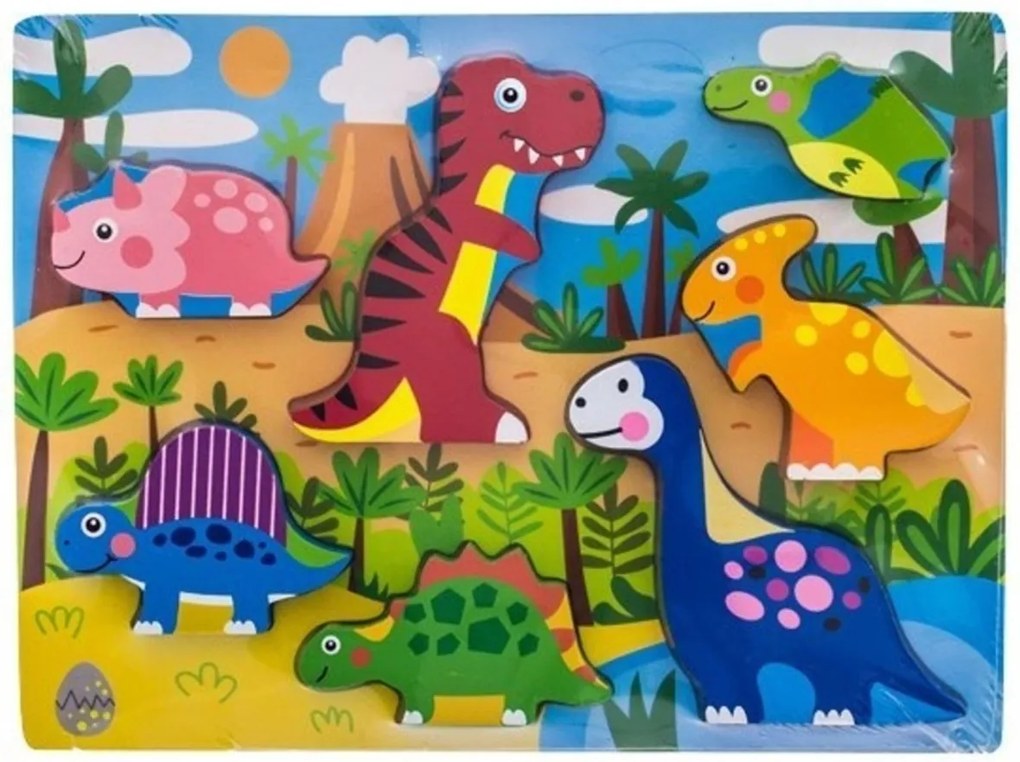 Drevené zábavné puzzle  vkladacie - Dinosaury