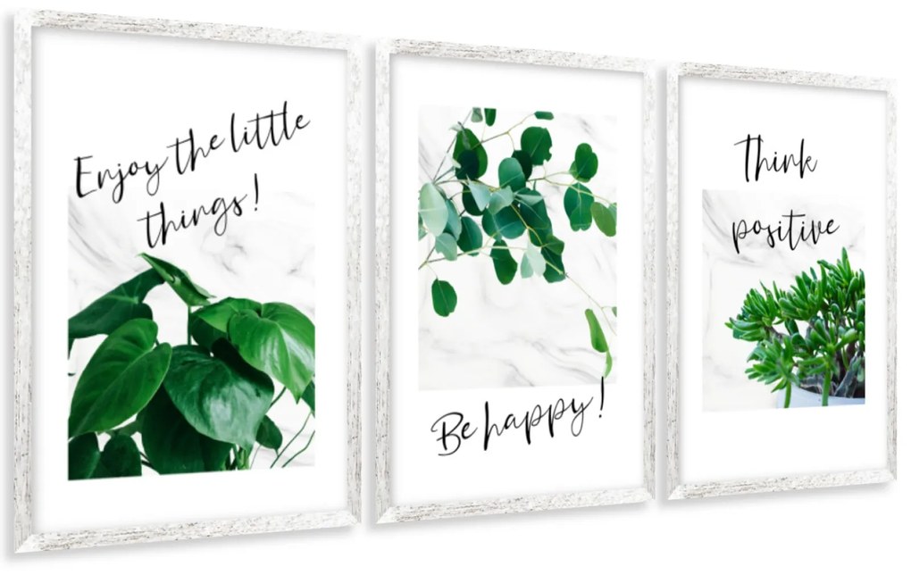 Gario Sada plagátov Be happy - 3 dielna Farba rámu: Bez rámu, Rozmery: 99 x 45 cm