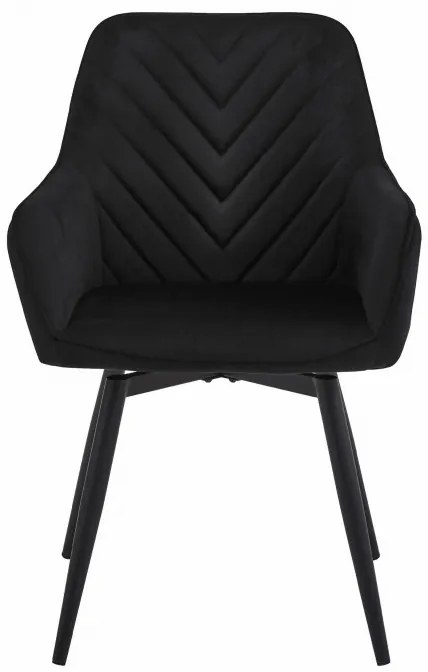 Set dvoch jedálenských otočných stoličiek NANA360 zamatové, čierne (čierne nohy) 2 ks