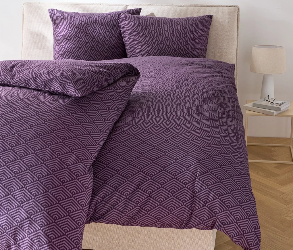 Flanelová posteľná bielizeň, štandardná veľkosť, fialová