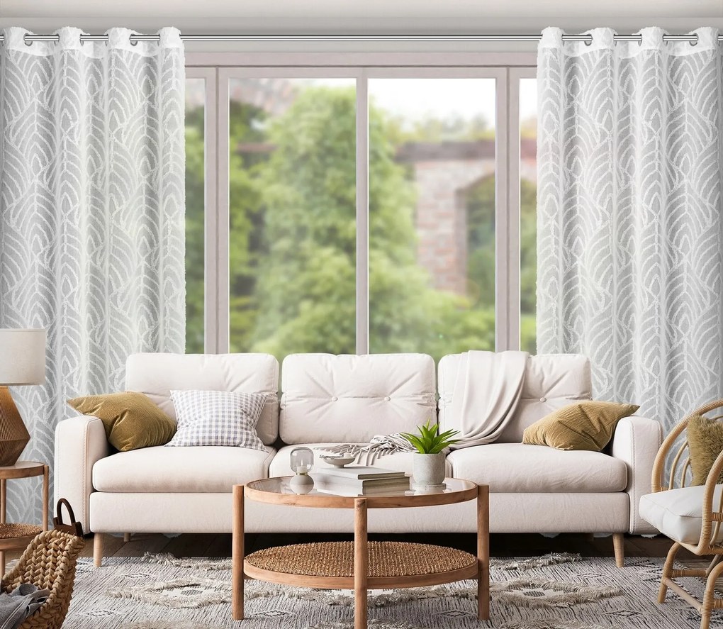 ZÁVES NA KRÚŽKOCH BLAIR 140X260 CM BIELA