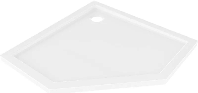 Mexen Flow Slim, päťuholníková úzka sprchová vanička 100 x 100 cm, biela lesklá, 46P101010