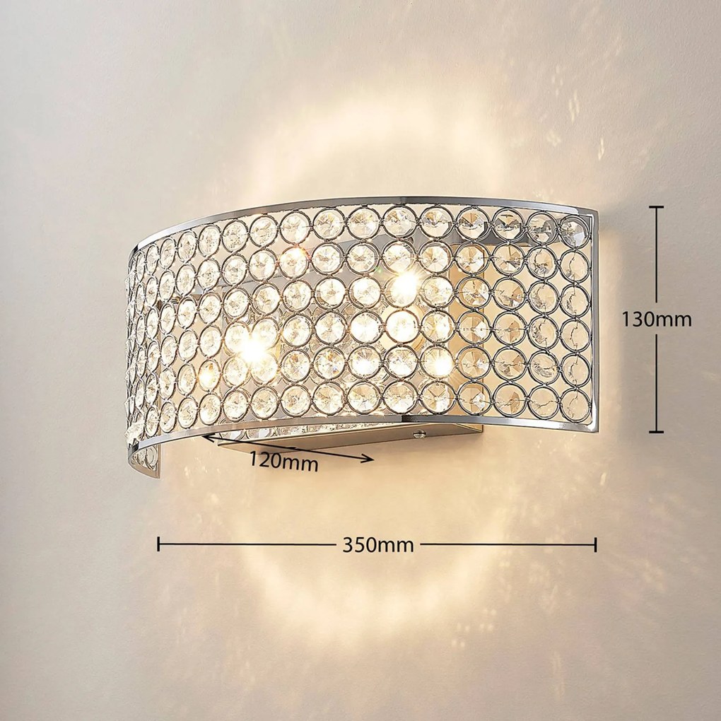 Krištáľové nástenné LED svietidlo Alizee chróm