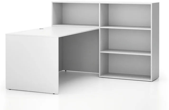 Kancelárska zostava single SEGMENT, 3 police, pravá, biela/biela