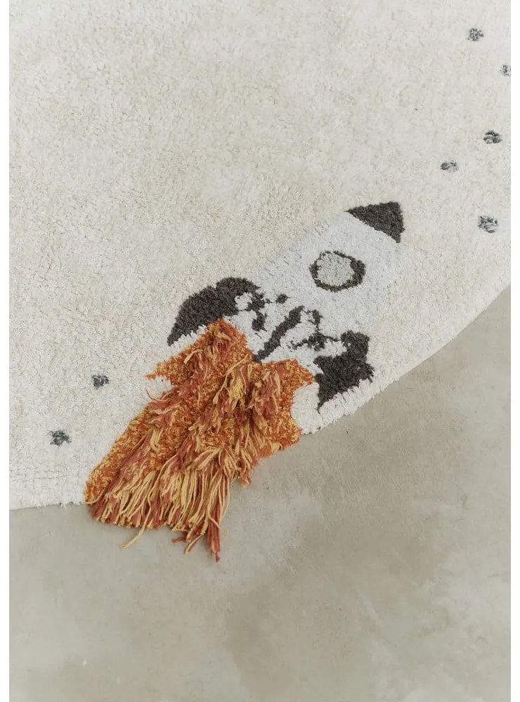 Krémový prateľný ručne tkaný bavlnený detský hrací koberec ø140 cm Interstellar Journey – Lorena Canals