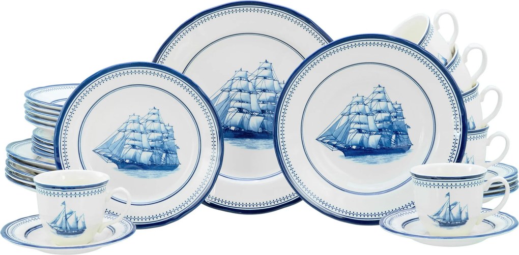 XXXLutz KOMBINOVANÝ SERVIS Segelschiff blau 30-dielne Creatable - Online Only bytové doplnky - 007768071101