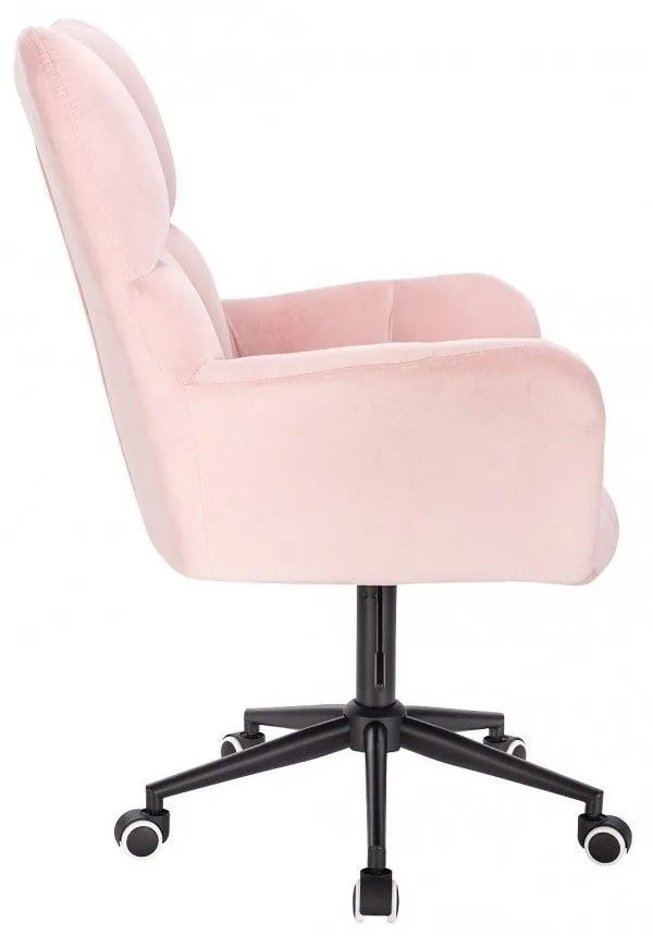 LuxuryForm DESIGN Kreslo AURORA VELUR na čiernej podstave s kolieskami - svetlo ružové