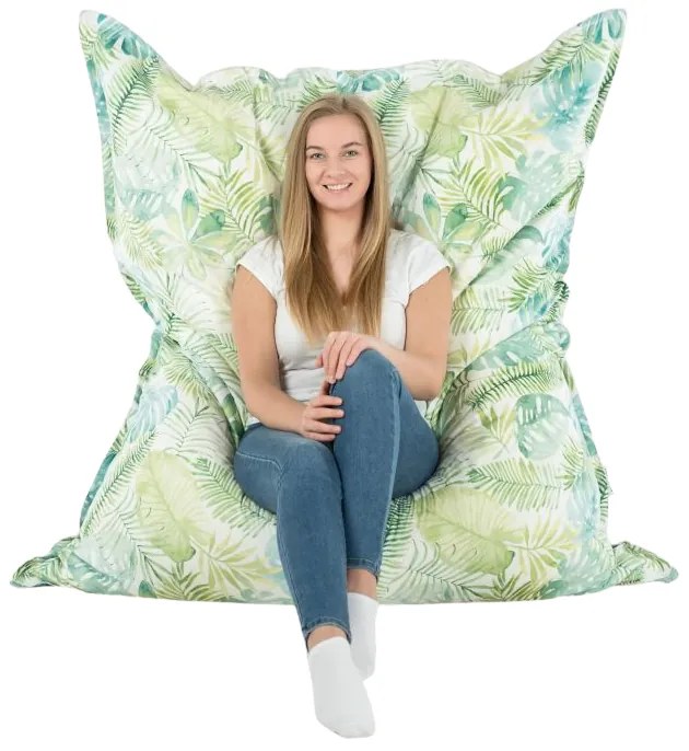 Veľký vankúš na ležanie so svetlozeleným listovým vzorom – XL / XXL Veľkosť: XXL