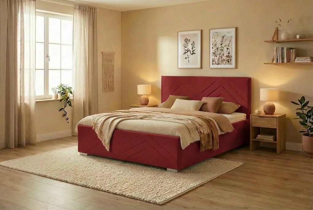 Postel CINDY 160x200 cm Červená S matracom