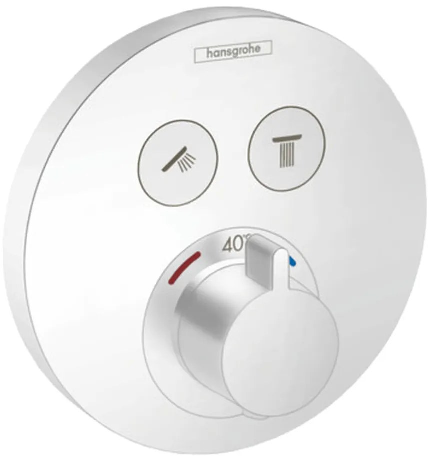 Hansgrohe Shower Select, termostatická batéria pod omietku na 2 spotrebiče, matná biela, HAN-15743700