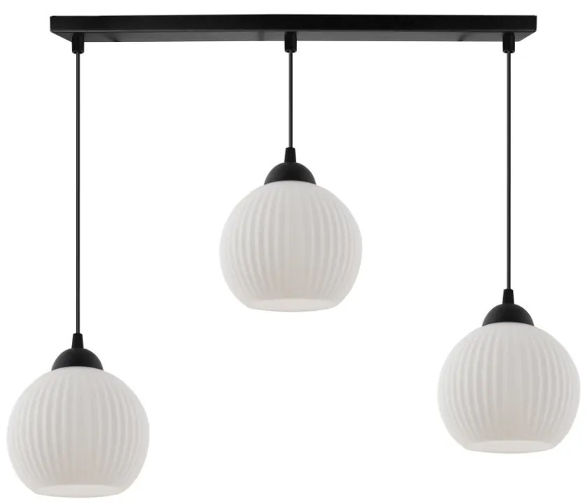 Závesné svietidlo Riffle Round, 3x biele sklenené tienidlo, b