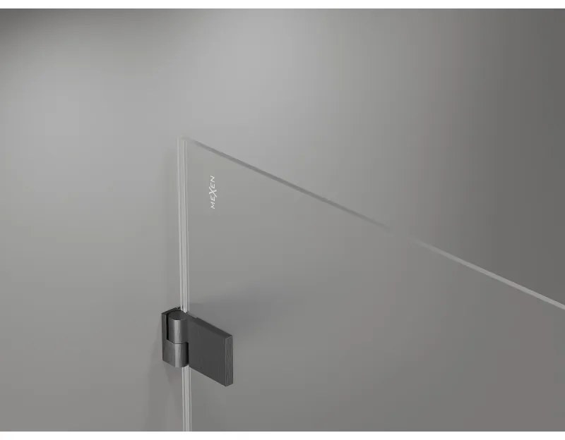 Mexen Lunar-B, sklápací sprchový kút ľavý 70 x 70 cm, 8mm číre sklo, profil grafit brúsený, 832-070-070-66-00-L