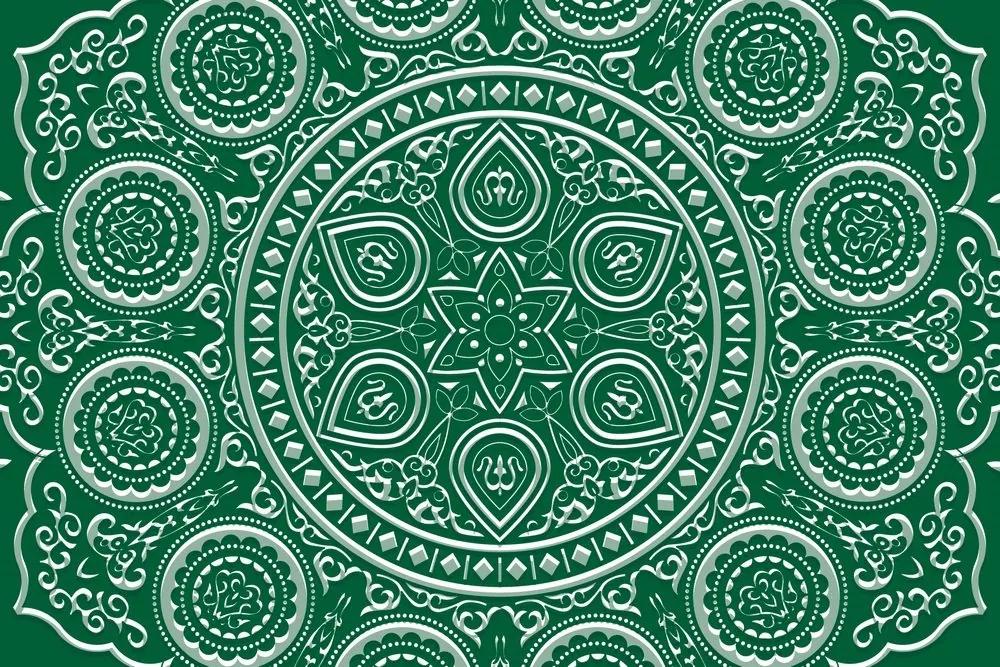 Samolepiaca tapeta jemná etnická Mandala v zelenom prevedení - 375x250