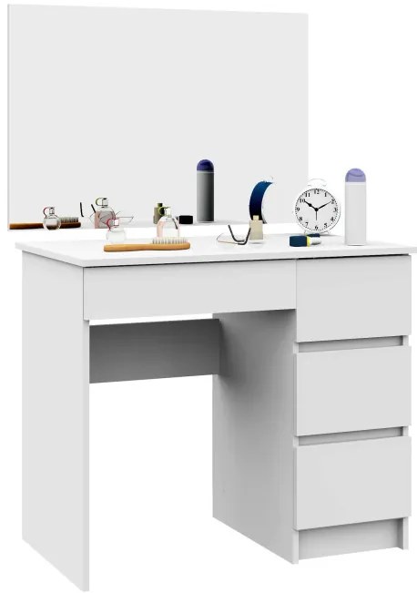 Toaletný stolík so zrkadlom T-6/SL 900x600 pravý, biely