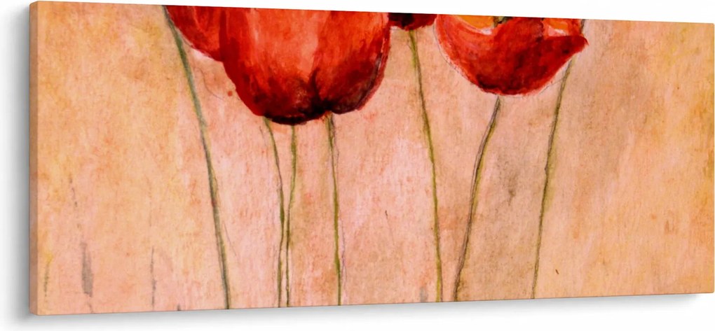Obraz - Červené tulipány (120x50 cm)