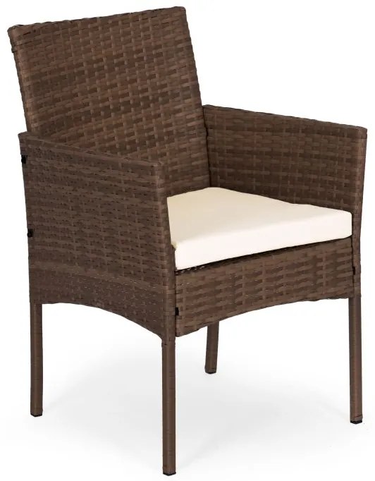 Záhradný set ratanového nábytku: Lavica + stolík + 2 kreslá - hnedá