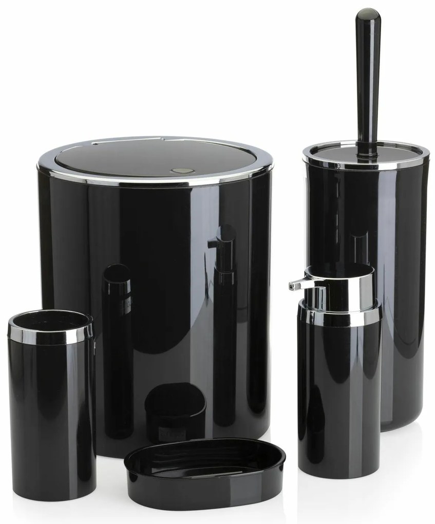 Sada kúpeľňových doplnkov Carmen čierna/prvky s chrómovou povrchovou úpravou