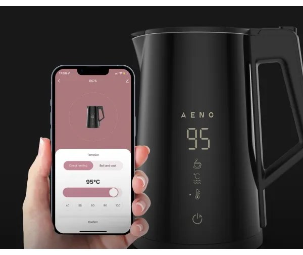 AENO - Inteligentná rýchlovarná kanvica s LED displejom 1,7 l 2200W/230V čierna