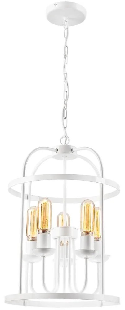 Luster na reťazi CONSTANTINE 5xE27/60W/230V biela