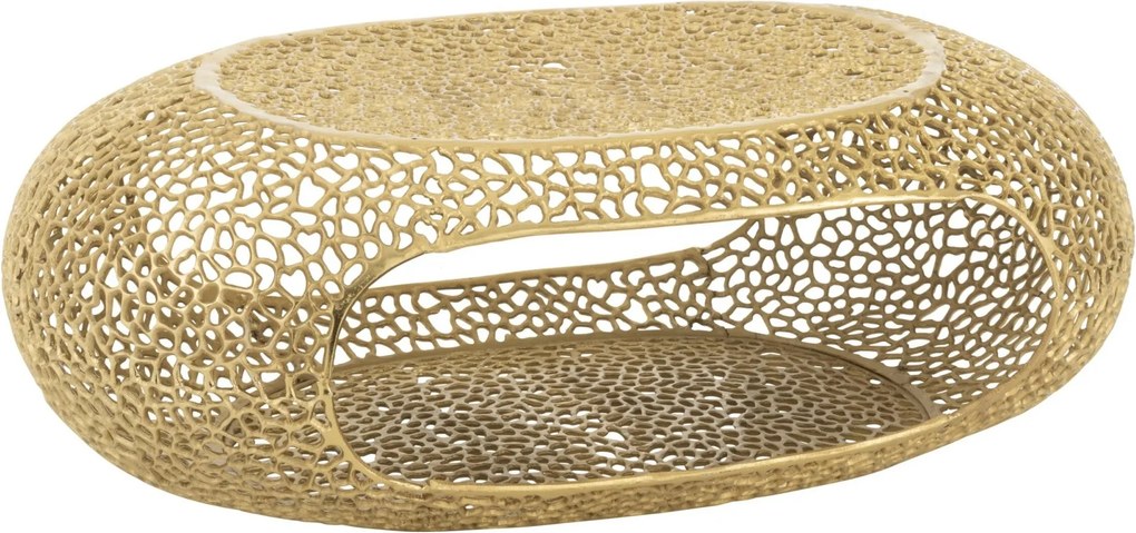 Veľký oválny konferenčný stolík v zlatej farbe Coffee Raw - 118 * 69 * 40 cm
