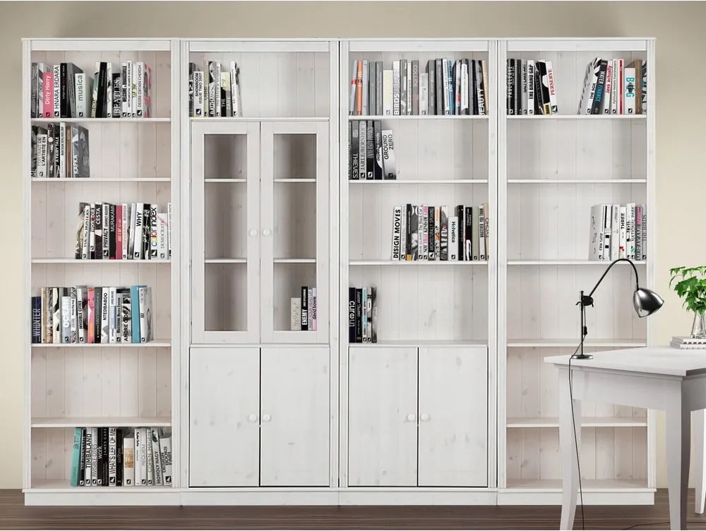 Biela knižnica z borovicového dreva 296x223 cm Anita – Støraa