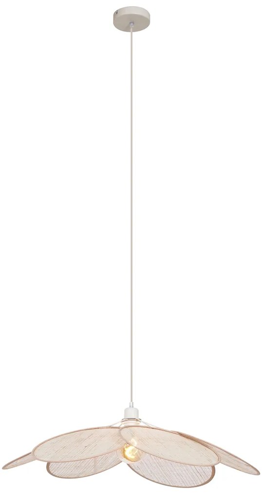 Japandi závesná lampa krémová s ľanovým tienidlom - Aisha